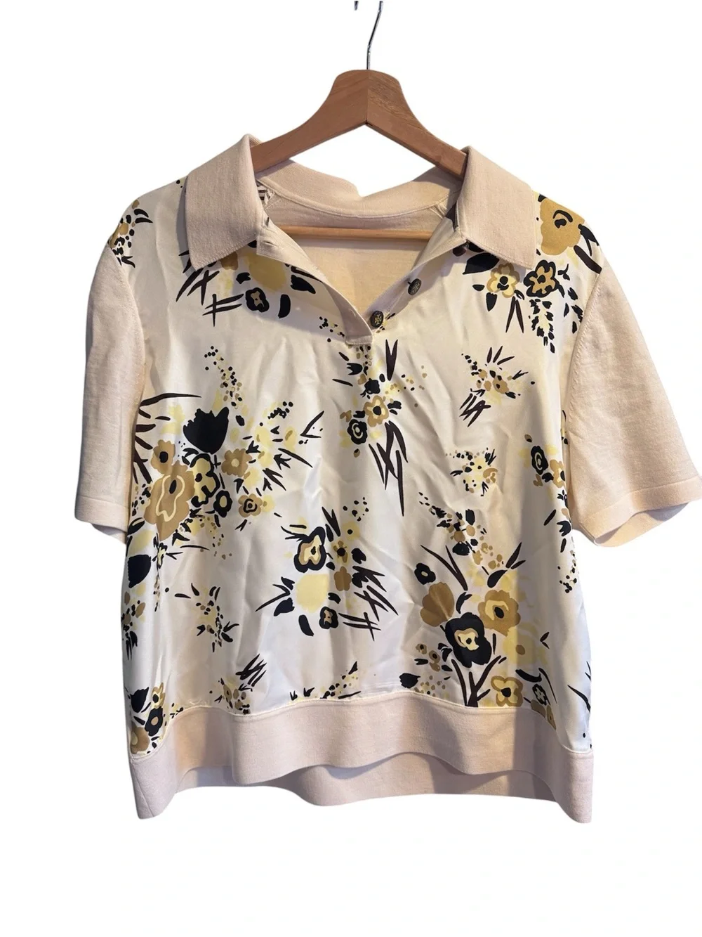 Tory Burch Silk Front Polo shirt xl